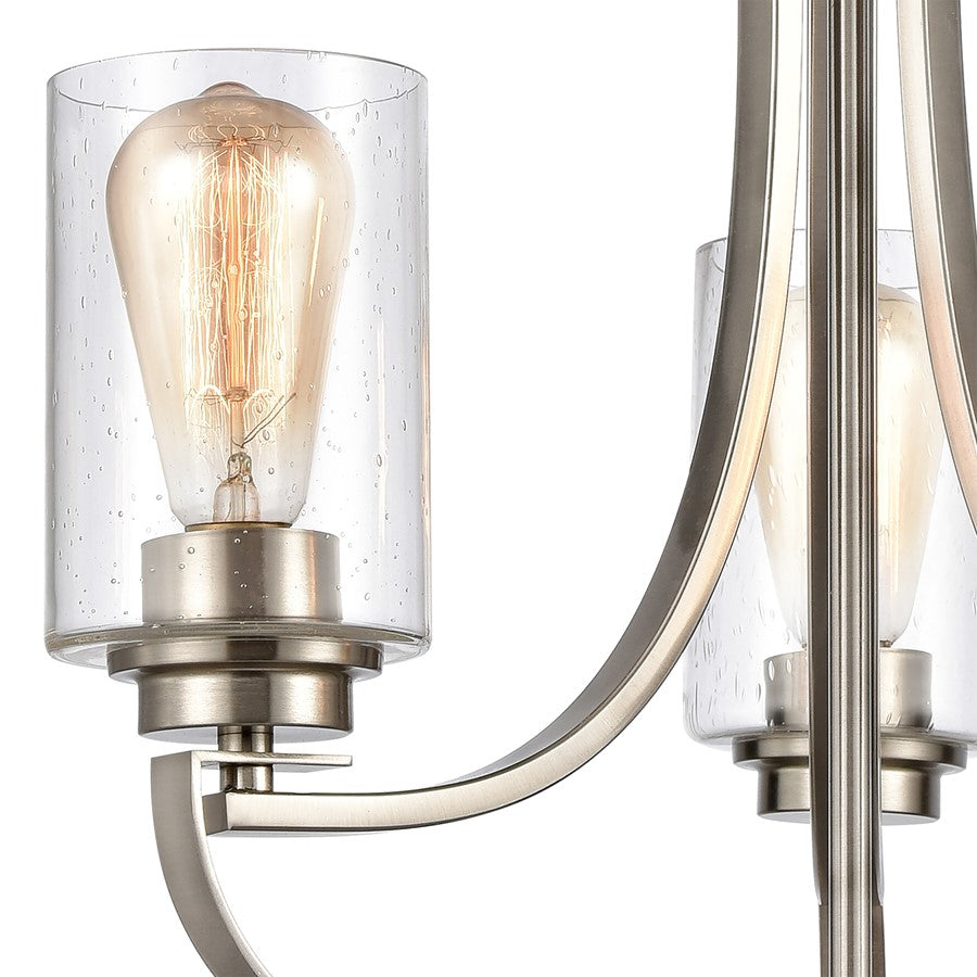 Atlas Lighting Market Square 19in 3-Light Chandelier | Transitional Brushed Nickel and Clear Seeded Glass | Dining Room & Kitchen | Model CL11236-NK