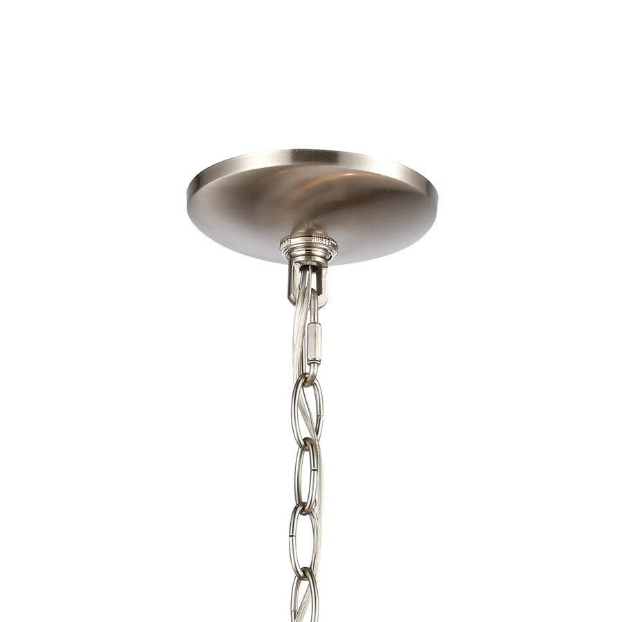 Atlas Lighting Market Square 19in 3-Light Chandelier | Transitional Brushed Nickel and Clear Seeded Glass | Dining Room & Kitchen | Model CL11236-NK