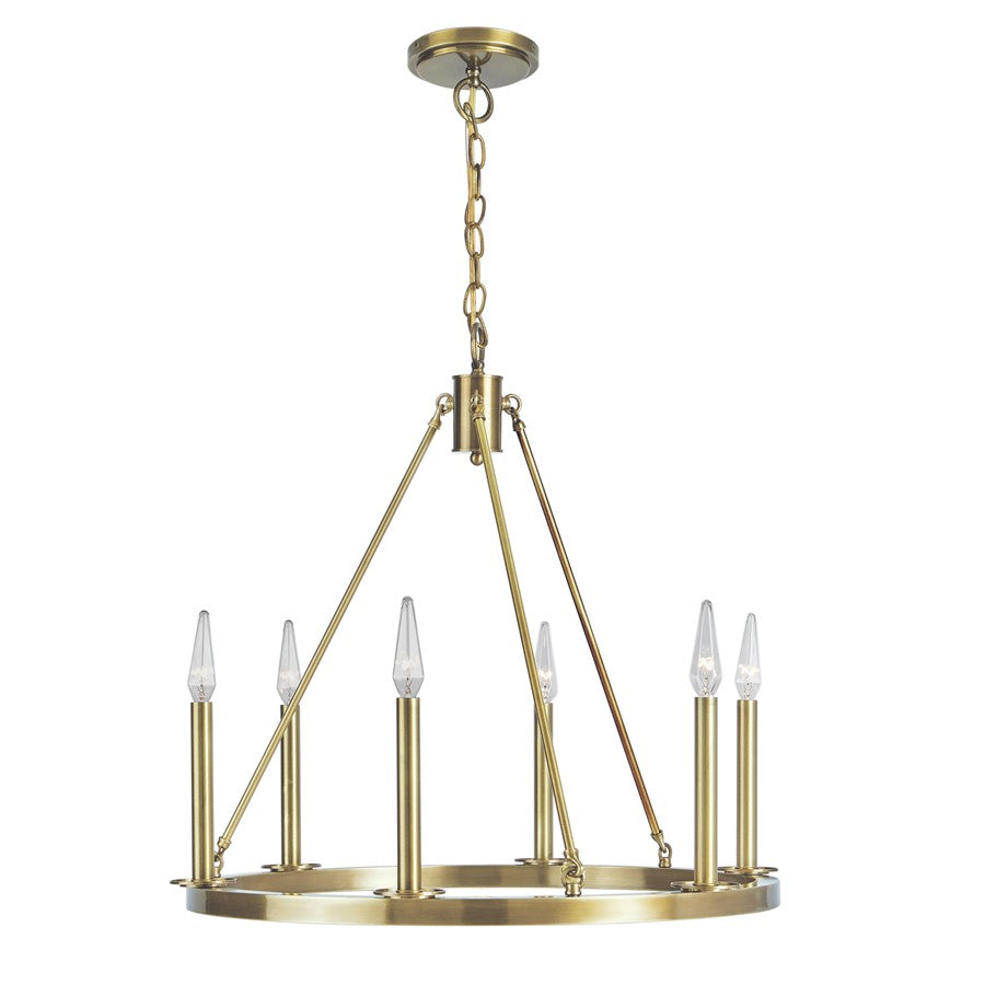 Atlas Lighting Martin 24in 6-Light Chandelier | Traditional Bronze Metal | Dining Room & Foyer | 24 x 24 x 29-63 in | Model CL11239-BZ