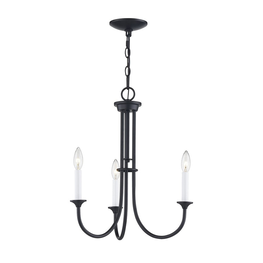Atlas Lighting Meadowview 18in 3-Light Chandelier | Traditional Matte Black Metal | Dining Room & Kitchen Island | Model CL11241-BK