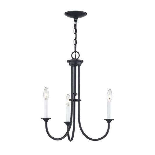 Atlas Lighting Meadowview 18in 3-Light Chandelier | Traditional Matte Black Metal | Dining Room & Kitchen Island | Model CL11241-BK