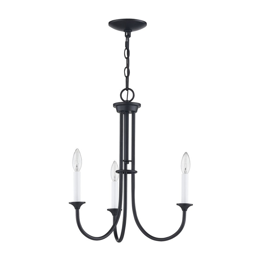 Atlas Lighting Meadowview 18in 3-Light Chandelier | Traditional Matte Black Metal | Dining Room & Kitchen Island | Model CL11241-BK
