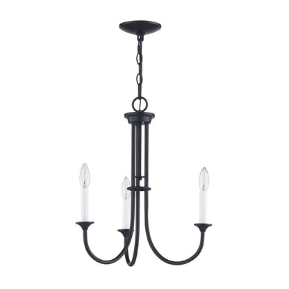 Atlas Lighting Meadowview 18in 3-Light Chandelier | Traditional Matte Black Metal | Dining Room & Kitchen Island | Model CL11241-BK