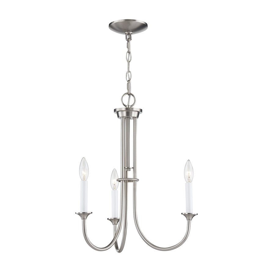Atlas Lighting Meadowview 18in 3-Light Chandelier | Traditional Brushed Nickel Metal | Dining Room & Kitchen Island | Model CL11241-NK