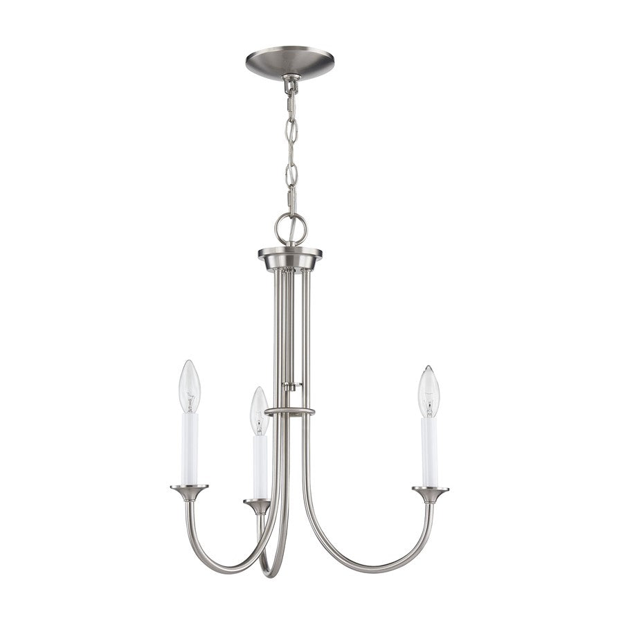 Atlas Lighting Meadowview 18in 3-Light Chandelier | Traditional Brushed Nickel Metal | Dining Room & Kitchen Island | Model CL11241-NK