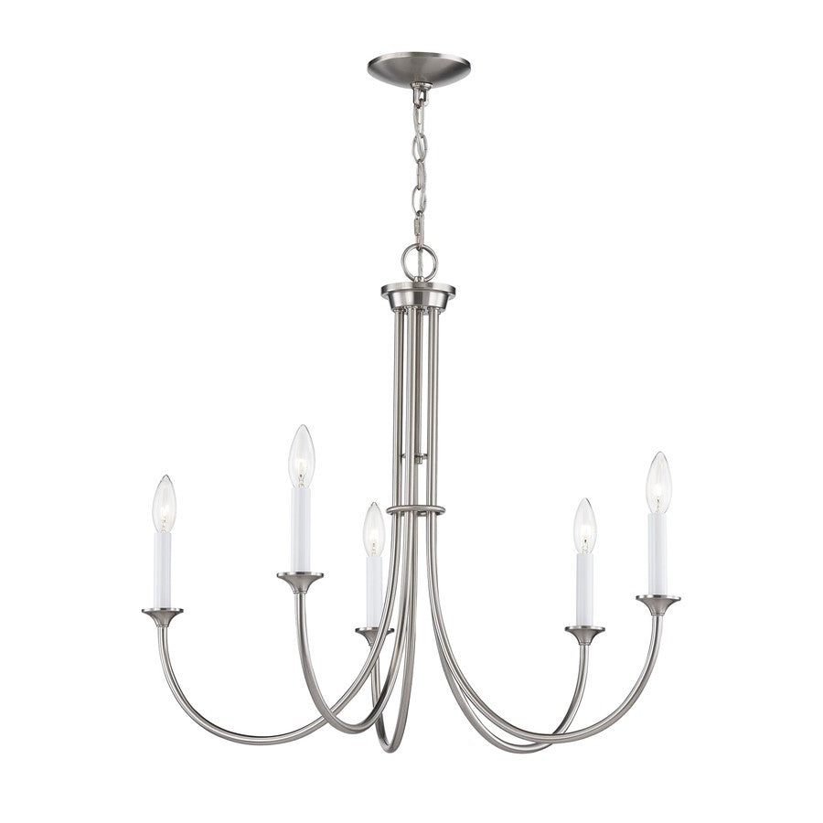Atlas Lighting Meadowview 28in 5-Light Chandelier | Traditional Brushed Nickel Metal | Dining Room & Living Room | Model CL11242-NK