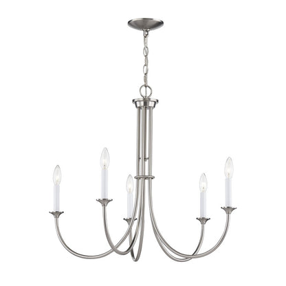 Atlas Lighting Meadowview 28in 5-Light Chandelier | Traditional Brushed Nickel Metal | Dining Room & Living Room | Model CL11242-NK