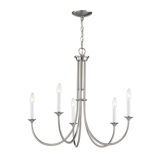 Atlas Lighting Meadowview 28in 5-Light Chandelier | Traditional Brushed Nickel Metal | Dining Room & Living Room | Model CL11242-NK