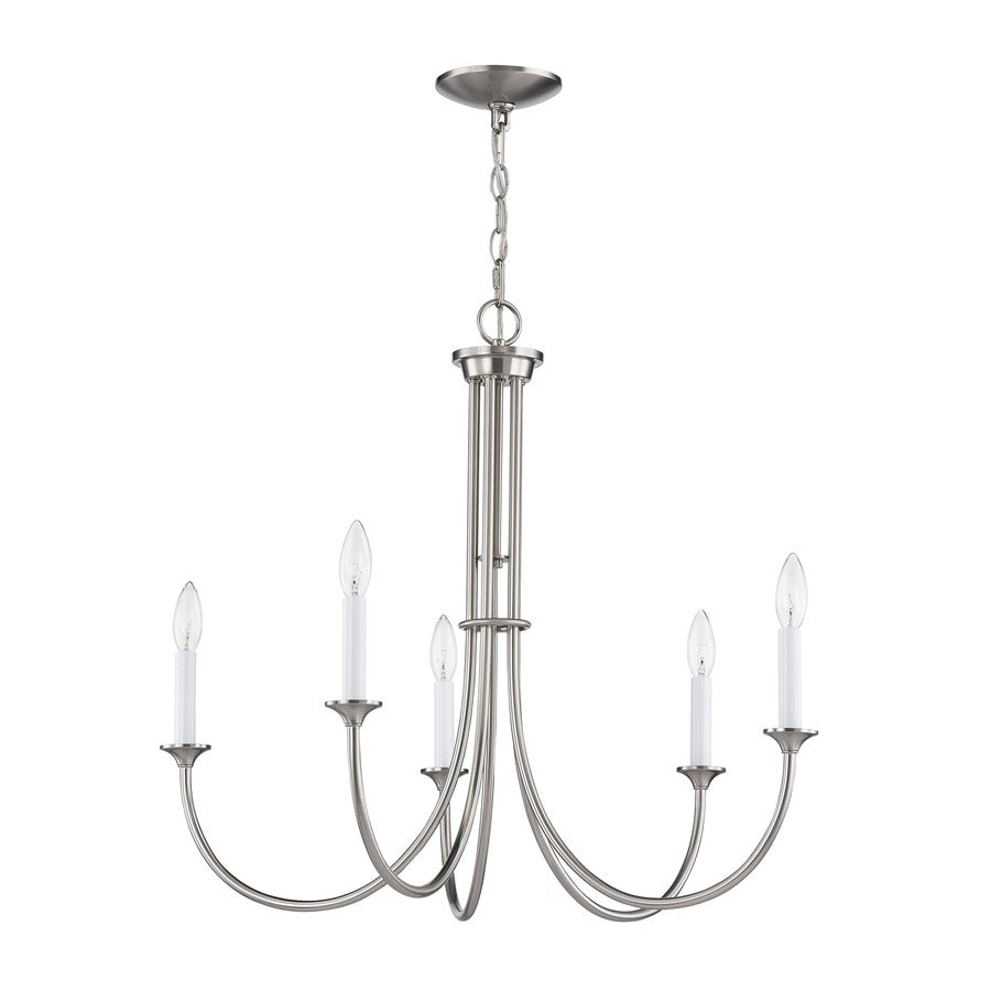 Atlas Lighting Meadowview 28in 5-Light Chandelier | Traditional Brushed Nickel Metal | Dining Room & Living Room | Model CL11242-NK
