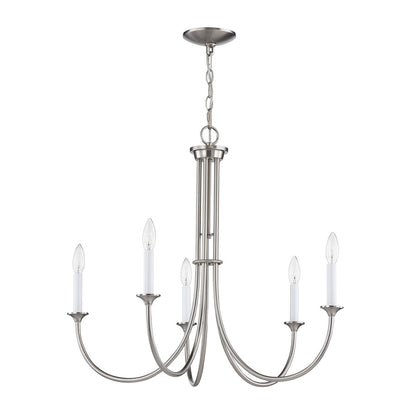 Atlas Lighting Meadowview 28in 5-Light Chandelier | Traditional Brushed Nickel Metal | Dining Room & Living Room | Model CL11242-NK