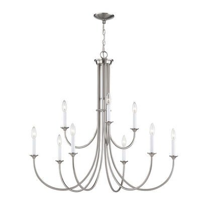 Atlas Lighting Meadowview 36in 9-Light Chandelier | Traditional Brushed Nickel Metal | Dining Room & Foyer | 36 x 36 x 34 in | Model CL11243-NK