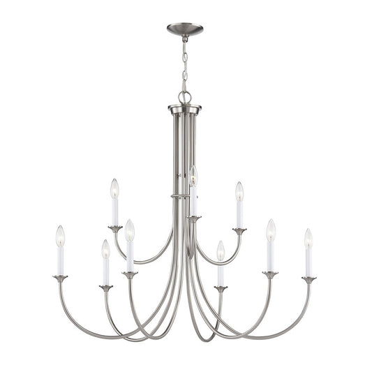 Atlas Lighting Meadowview 36in 9-Light Chandelier | Traditional Brushed Nickel Metal | Dining Room & Foyer | 36 x 36 x 34 in | Model CL11243-NK