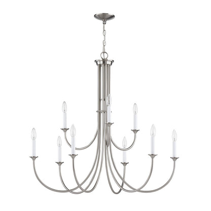 Atlas Lighting Meadowview 36in 9-Light Chandelier | Traditional Brushed Nickel Metal | Dining Room & Foyer | 36 x 36 x 34 in | Model CL11243-NK