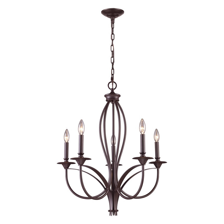 Atlas Lighting Medford 26in 5-Light Chandelier | Transitional Oil Rubbed Bronze Metal | Dining Room & Kitchen Island | Model CL11244-BZ