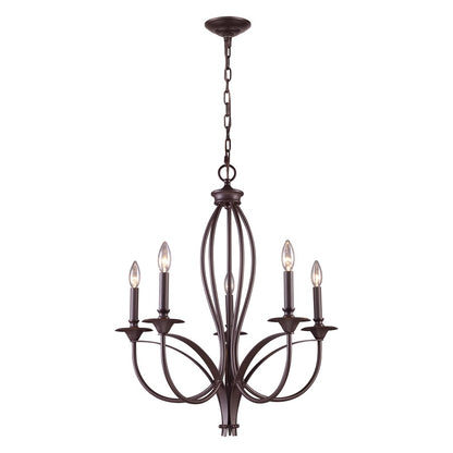 Atlas Lighting Medford 26in 5-Light Chandelier | Transitional Oil Rubbed Bronze Metal | Dining Room & Kitchen Island | Model CL11244-BZ