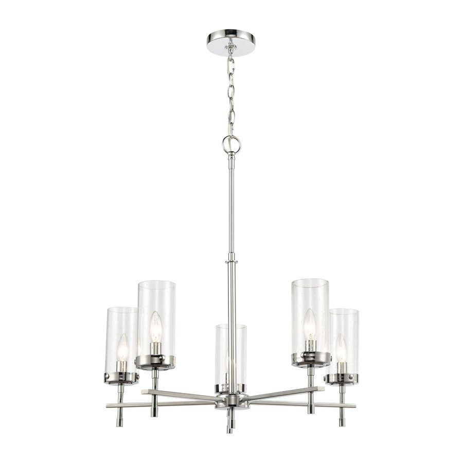 Atlas Lighting Melinda 25in 5-Light Chandelier | Transitional Polished Chrome and Clear Seeded Glass | Dining Room & Kitchen | Model CL11249-CH