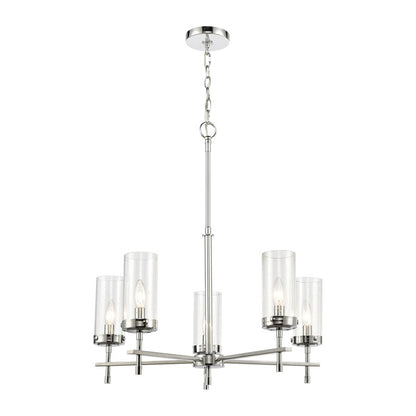 Atlas Lighting Melinda 25in 5-Light Chandelier | Transitional Polished Chrome and Clear Seeded Glass | Dining Room & Kitchen | Model CL11249-CH