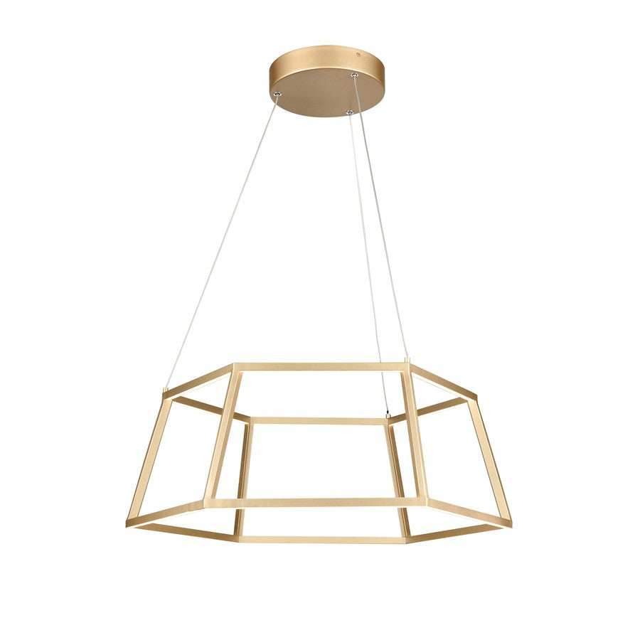 Atlas Lighting Minimalist 21in LED Chandelier | Modern Soft Gold Metal Geometric | Dining Room & Living Room | 21 x 21 x 9 in | Model CL11251-GD