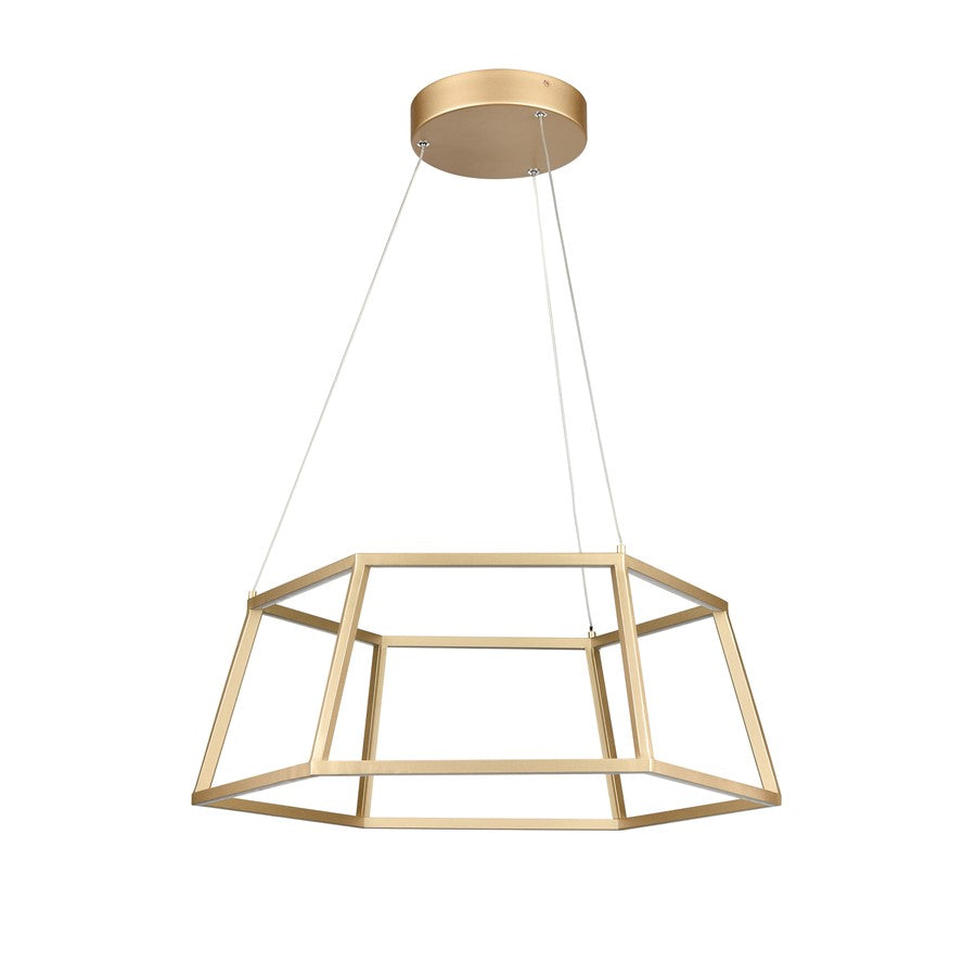 Atlas Lighting Minimalist 21in LED Chandelier | Modern Soft Gold Metal Geometric | Dining Room & Living Room | 21 x 21 x 9 in | Model CL11251-GD