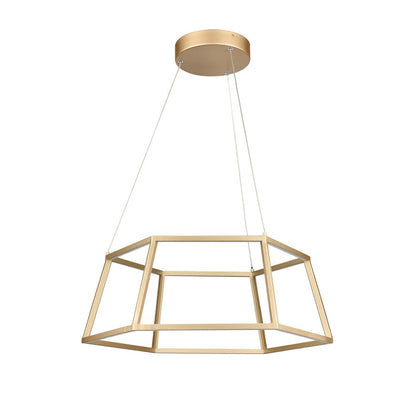 Atlas Lighting Minimalist 21in LED Chandelier | Modern Soft Gold Metal Geometric | Dining Room & Living Room | 21 x 21 x 9 in | Model CL11251-GD