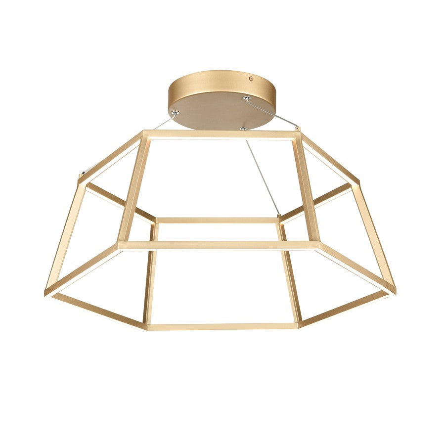 Atlas Lighting Minimalist 21in LED Chandelier | Modern Soft Gold Metal Geometric | Dining Room & Living Room | 21 x 21 x 9 in | Model CL11251-GD