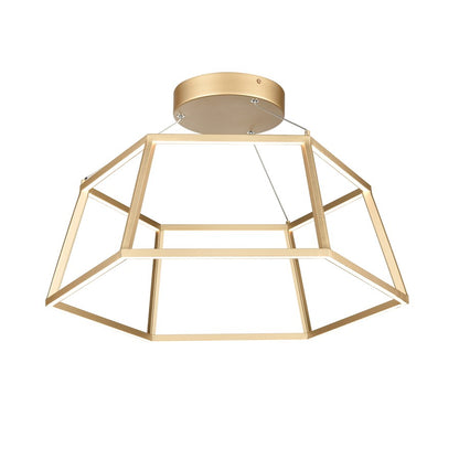 Atlas Lighting Minimalist 21in LED Chandelier | Modern Soft Gold Metal Geometric | Dining Room & Living Room | 21 x 21 x 9 in | Model CL11251-GD