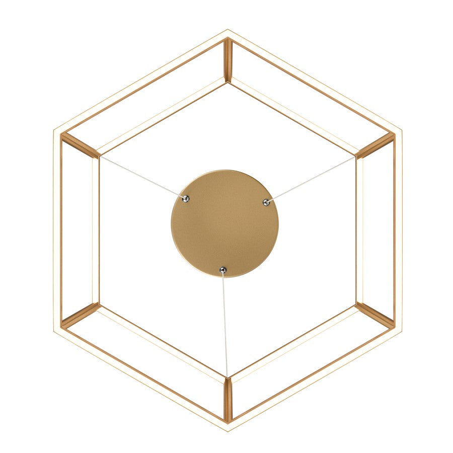 Atlas Lighting Minimalist 21in LED Chandelier | Modern Soft Gold Metal Geometric | Dining Room & Living Room | 21 x 21 x 9 in | Model CL11251-GD