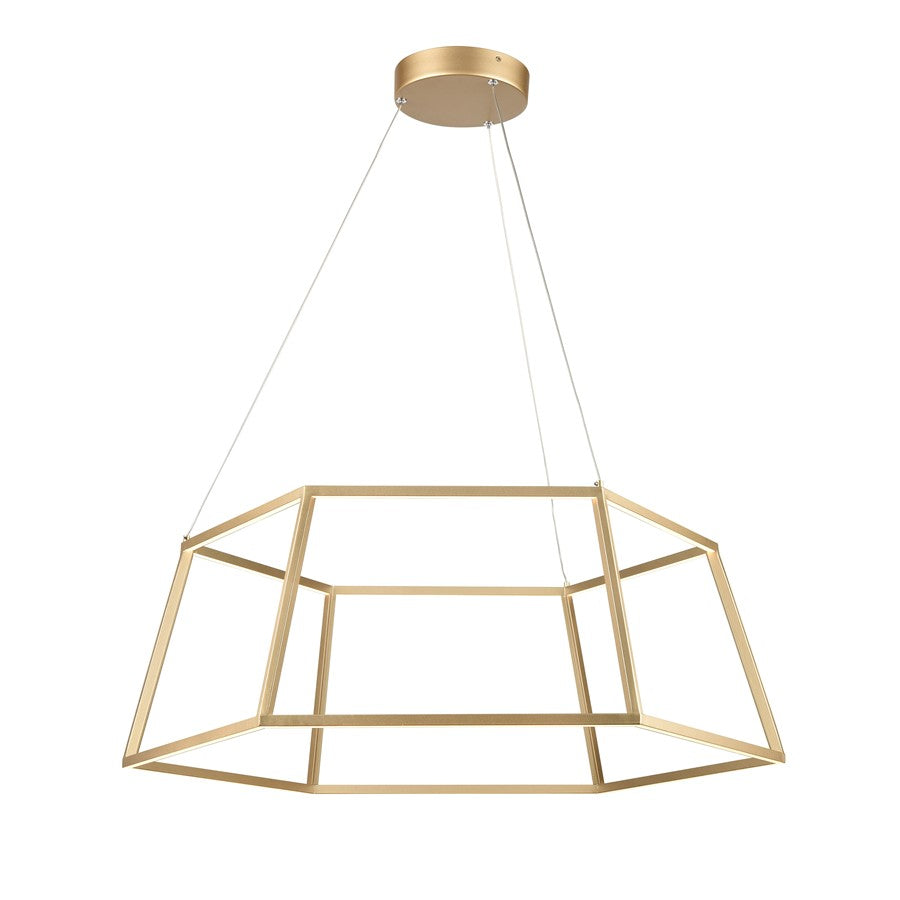 Atlas Lighting Minimalist 23in LED Chandelier | Modern Soft Gold Metal Geometric | Dining Room & Living Room | 23 x 23 x 11 in | Model CL11252-GD