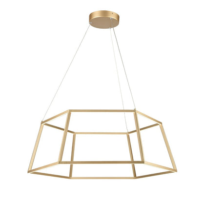 Atlas Lighting Minimalist 23in LED Chandelier | Modern Soft Gold Metal Geometric | Dining Room & Living Room | 23 x 23 x 11 in | Model CL11252-GD