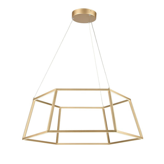 Atlas Lighting Minimalist 23in LED Chandelier | Modern Soft Gold Metal Geometric | Dining Room & Living Room | 23 x 23 x 11 in | Model CL11252-GD