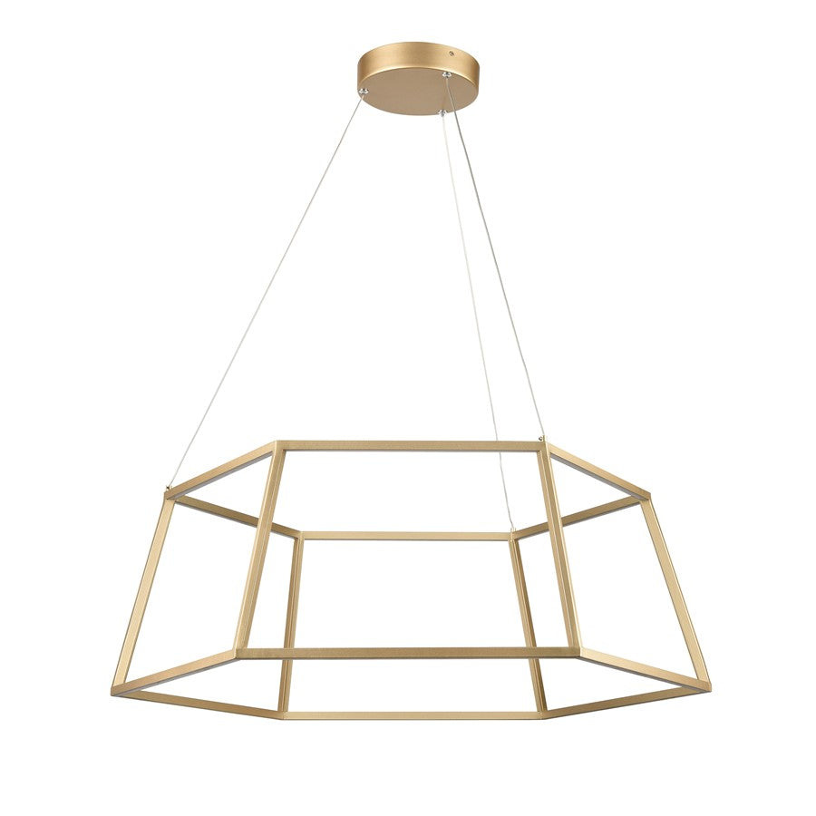 Atlas Lighting Minimalist 23in LED Chandelier | Modern Soft Gold Metal Geometric | Dining Room & Living Room | 23 x 23 x 11 in | Model CL11252-GD