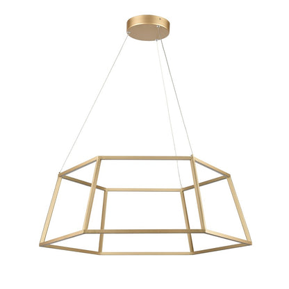 Atlas Lighting Minimalist 23in LED Chandelier | Modern Soft Gold Metal Geometric | Dining Room & Living Room | 23 x 23 x 11 in | Model CL11252-GD