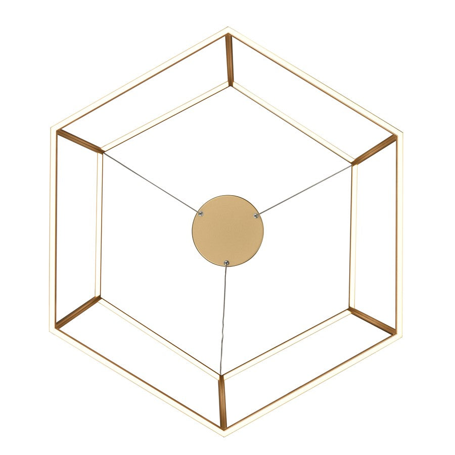 Atlas Lighting Minimalist 23in LED Chandelier | Modern Soft Gold Metal Geometric | Dining Room & Living Room | 23 x 23 x 11 in | Model CL11252-GD