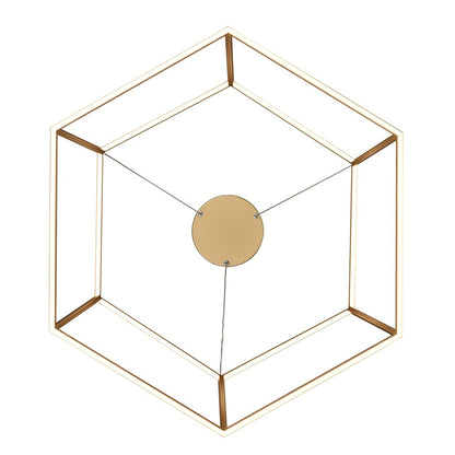 Atlas Lighting Minimalist 23in LED Chandelier | Modern Soft Gold Metal Geometric | Dining Room & Living Room | 23 x 23 x 11 in | Model CL11252-GD