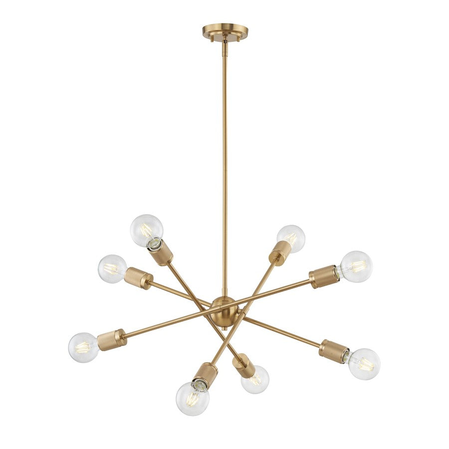 Atlas Lighting Module 22in 8-Light Chandelier | Modern Burnished Brass Metal | Dining Room & Living Room | 22 x 22 x 18 in | Model CL11254-BS