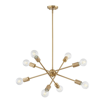 Atlas Lighting Module 22in 8-Light Chandelier | Modern Burnished Brass Metal | Dining Room & Living Room | 22 x 22 x 18 in | Model CL11254-BS