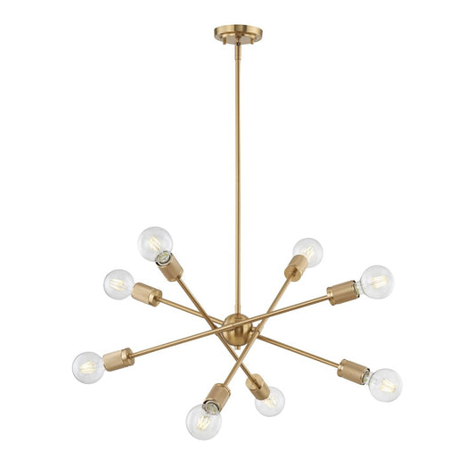 Atlas Lighting Module 22in 8-Light Chandelier | Modern Burnished Brass Metal | Dining Room & Living Room | 22 x 22 x 18 in | Model CL11254-BS