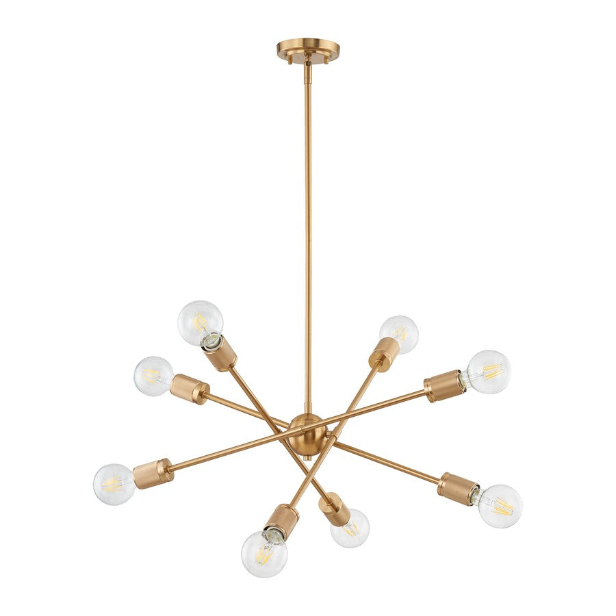 Atlas Lighting Module 22in 8-Light Chandelier | Modern Burnished Brass Metal | Dining Room & Living Room | 22 x 22 x 18 in | Model CL11254-BS