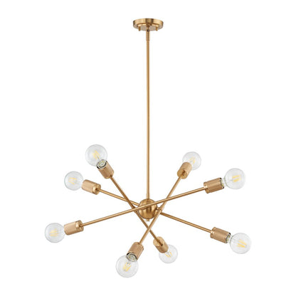 Atlas Lighting Module 22in 8-Light Chandelier | Modern Burnished Brass Metal | Dining Room & Living Room | 22 x 22 x 18 in | Model CL11254-BS