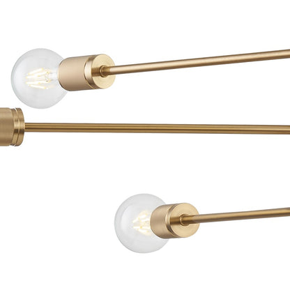 Atlas Lighting Module 34in 6-Light Chandelier | Mid-Century Burnished Brass Metal | Dining Room & Living Room | 34 x 34 x 11 in | Model CL11255-BS