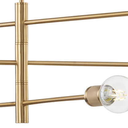 Atlas Lighting Module 34in 6-Light Chandelier | Mid-Century Burnished Brass Metal | Dining Room & Living Room | 34 x 34 x 11 in | Model CL11255-BS