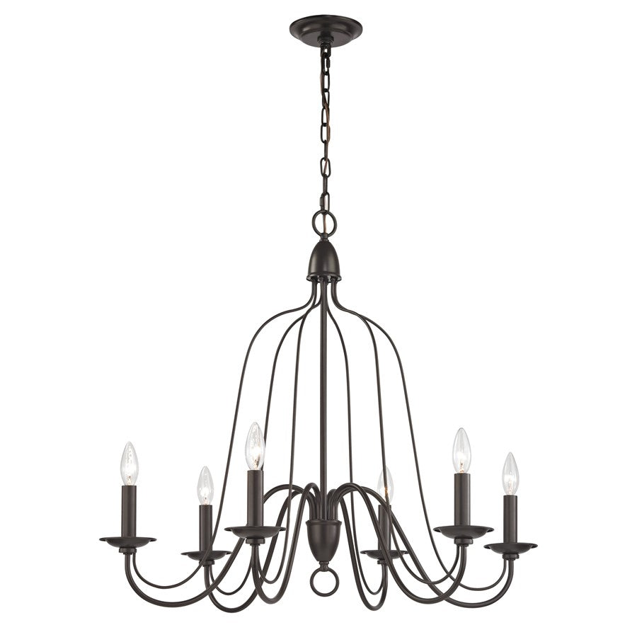 Atlas Lighting Monroe 30in 6-Light Chandelier | Transitional Oil Rubbed Bronze Metal | Dining Room & Foyer | 30 x 30 x 27 in | Model CL11256-BZ