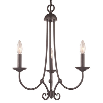 Atlas Lighting Montgomery 20in 3-Light Chandelier | Traditional Oil Rubbed Bronze Metal | Dining Room & Living Room | Model CL11258-BZ