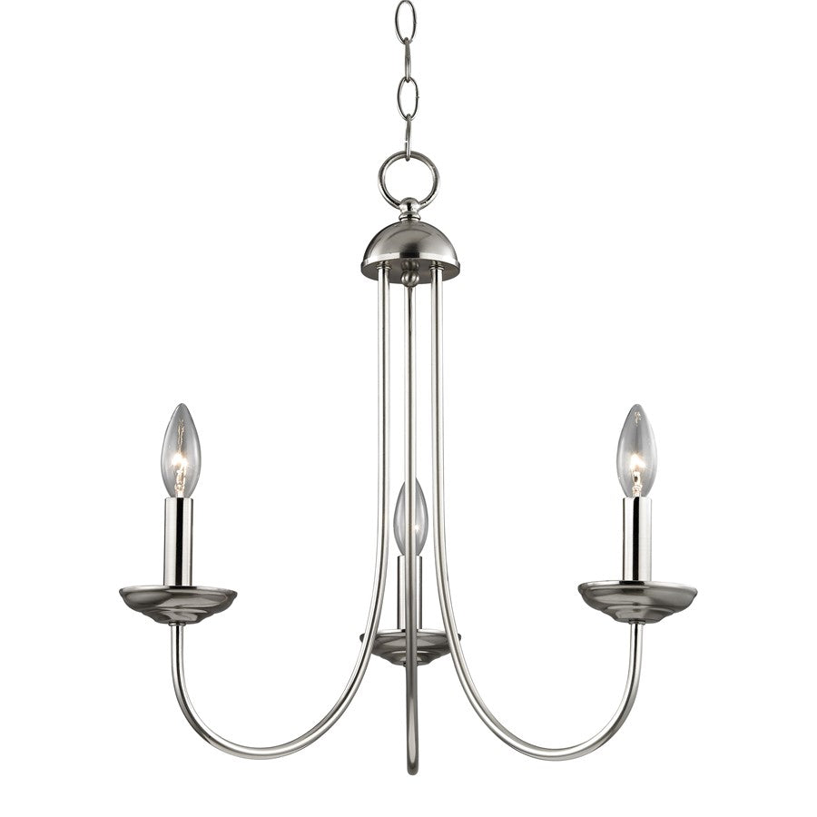 Atlas Lighting Montgomery 20in 3-Light Chandelier | Traditional Brushed Nickel Metal | Dining Room & Foyer | 20 x 20 x 22 in | Model CL11258-NK