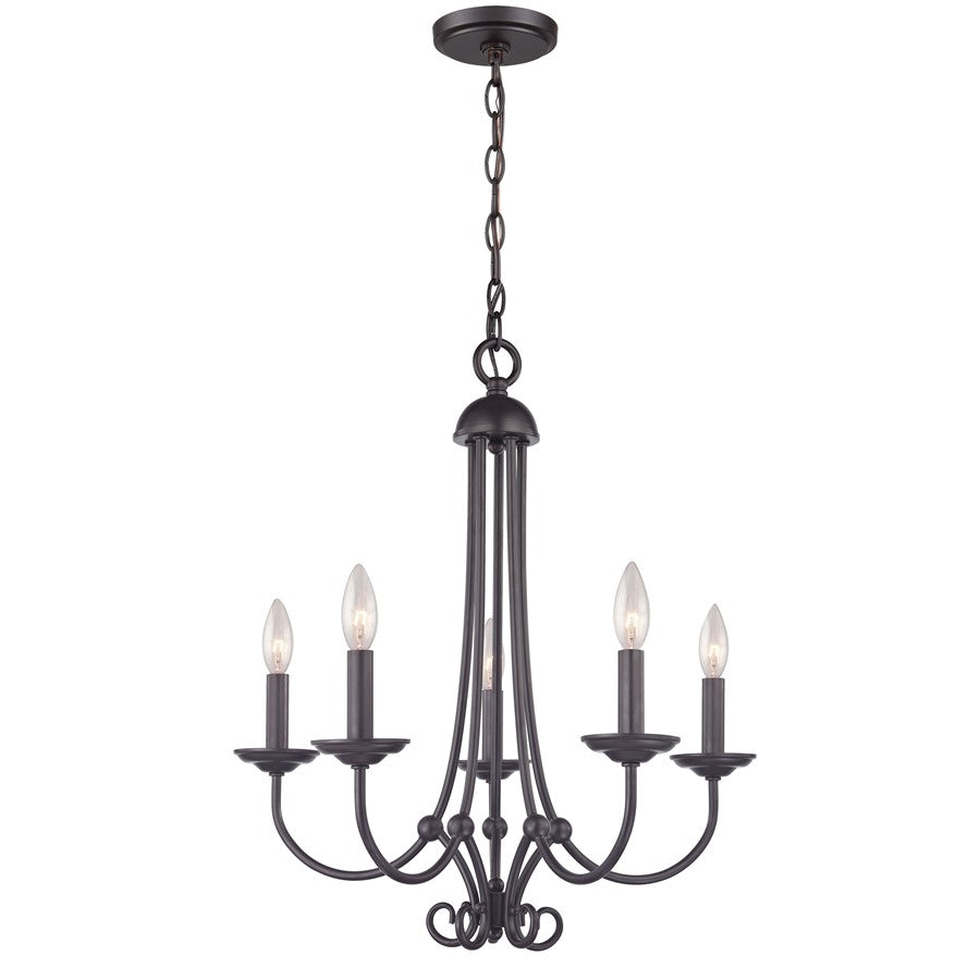 Atlas Lighting Montgomery 20in 5-Light Chandelier | Traditional Oil Rubbed Bronze Metal | Dining Room & Foyer | 20 x 20 x 23 in | Model CL11260-BZ