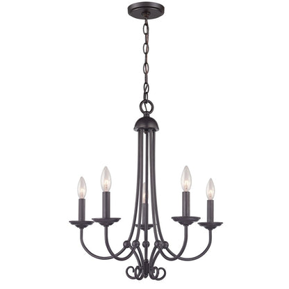 Atlas Lighting Montgomery 20in 5-Light Chandelier | Traditional Oil Rubbed Bronze Metal | Dining Room & Foyer | 20 x 20 x 23 in | Model CL11260-BZ
