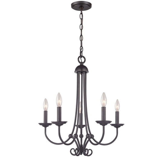 Atlas Lighting Montgomery 20in 5-Light Chandelier | Traditional Oil Rubbed Bronze Metal | Dining Room & Foyer | 20 x 20 x 23 in | Model CL11260-BZ