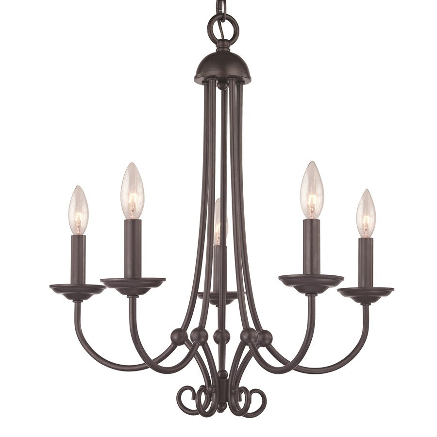 Atlas Lighting Montgomery 20in 5-Light Chandelier | Traditional Oil Rubbed Bronze Metal | Dining Room & Foyer | 20 x 20 x 23 in | Model CL11260-BZ