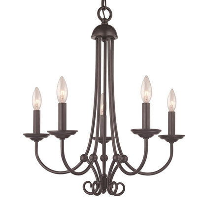 Atlas Lighting Montgomery 20in 5-Light Chandelier | Traditional Oil Rubbed Bronze Metal | Dining Room & Foyer | 20 x 20 x 23 in | Model CL11260-BZ