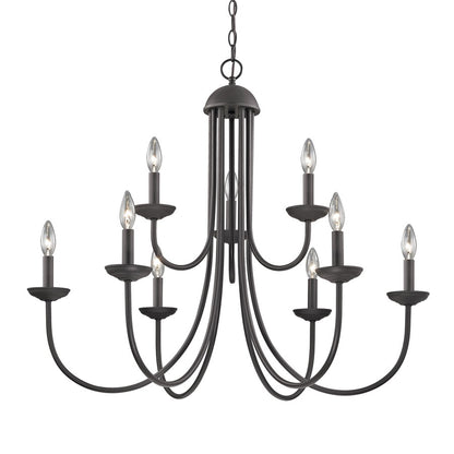 Atlas Lighting Montgomery 34in 9-Light Chandelier | Traditional Oil Rubbed Bronze Metal | Dining Room & Foyer | 34 x 34 x 29 in | Model CL11261-BZ